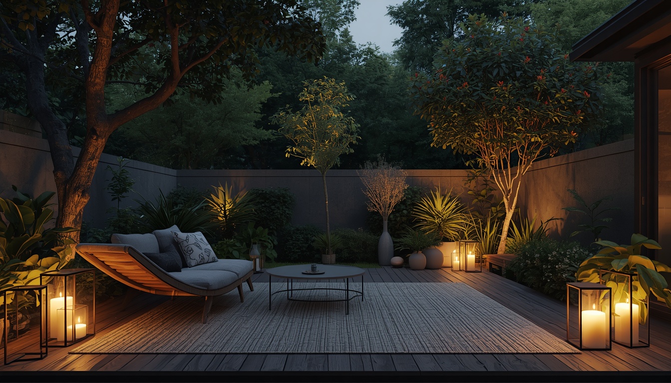 Peaceful evening setting with soft lighting and relaxation elements